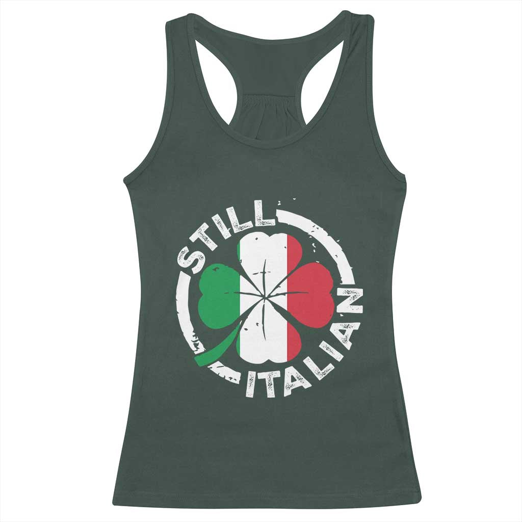 Funny Italian St Patrick's Day Racerback Tank Top Lucky Shamrock Italy Flag TS10 Dark Forest Green Print Your Wear