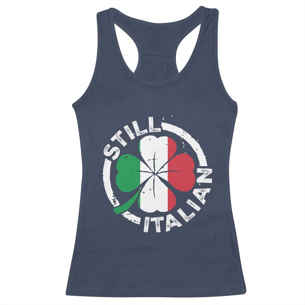 Funny Italian St Patrick's Day Racerback Tank Top Lucky Shamrock Italy Flag TS10 Navy Print Your Wear