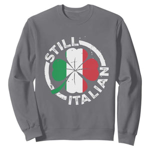 Funny Italian St Patrick's Day Sweatshirt Lucky Shamrock Italy Flag TS10 Charcoal Print Your Wear