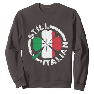 Funny Italian St Patrick's Day Sweatshirt Lucky Shamrock Italy Flag TS10 Dark Chocolate Print Your Wear