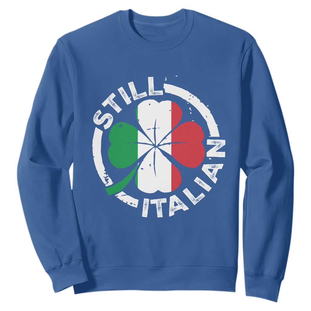 Funny Italian St Patrick's Day Sweatshirt Lucky Shamrock Italy Flag TS10 Royal Blue Print Your Wear