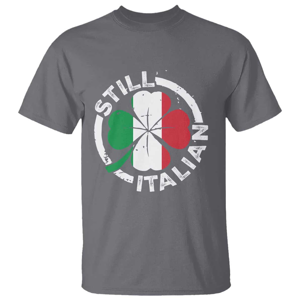 Funny Italian St Patricks Day T Shirt - Lucky Shamrock Italy Flag Italian Pride Holiday Tee TS10 Charcoal Print Your Wear