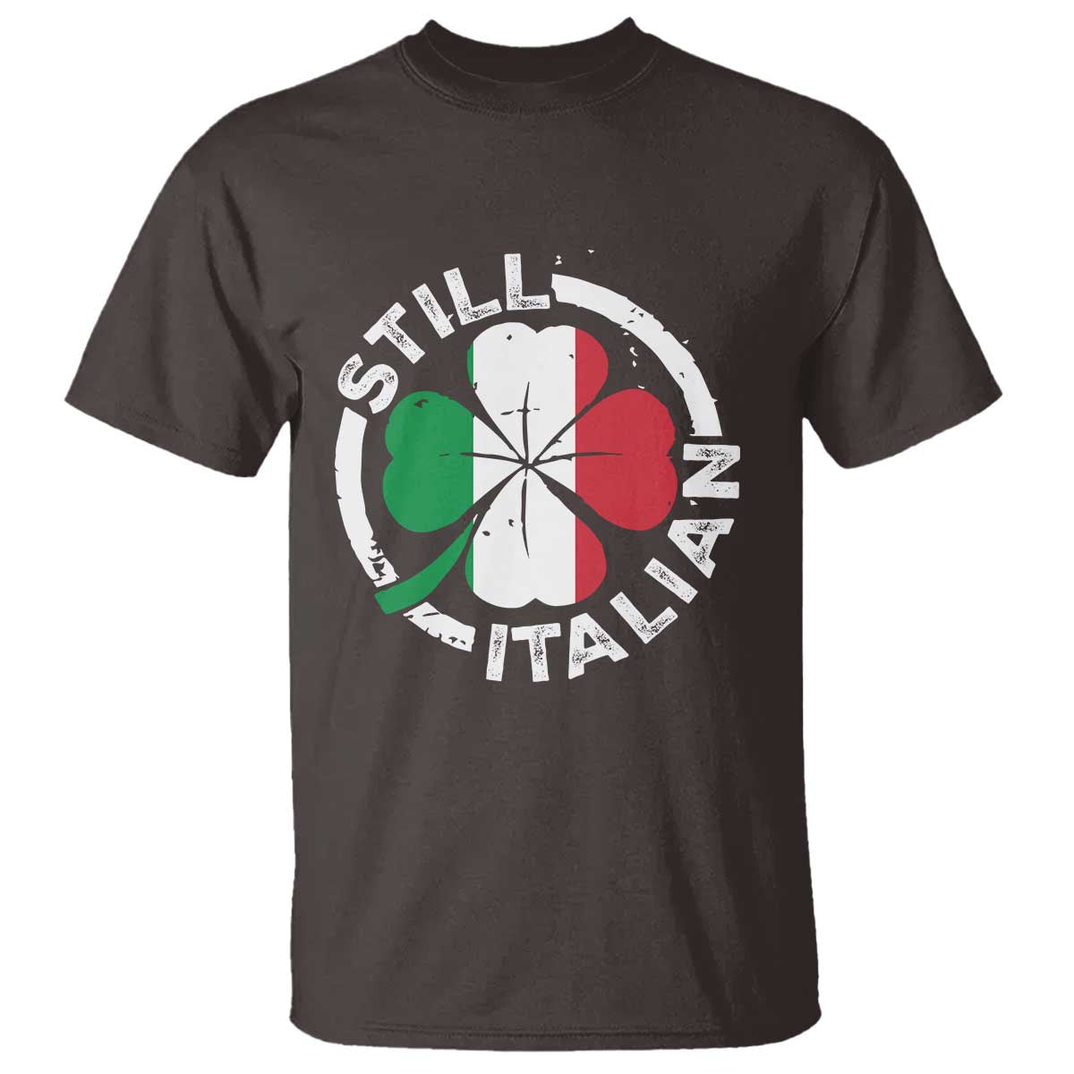 Funny Italian St Patricks Day T Shirt - Lucky Shamrock Italy Flag Italian Pride Holiday Tee TS10 Dark Chocolate Print Your Wear