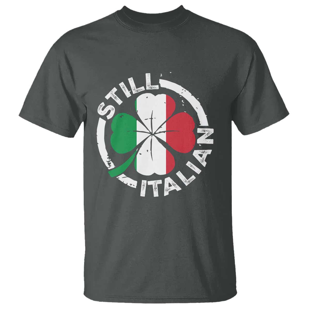 Funny Italian St Patricks Day T Shirt - Lucky Shamrock Italy Flag Italian Pride Holiday Tee TS10 Dark Heather Print Your Wear