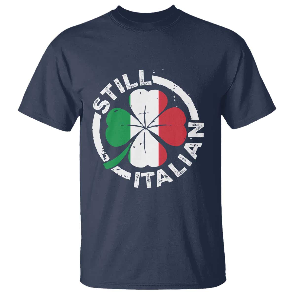 Funny Italian St Patricks Day T Shirt - Lucky Shamrock Italy Flag Italian Pride Holiday Tee TS10 Navy Print Your Wear