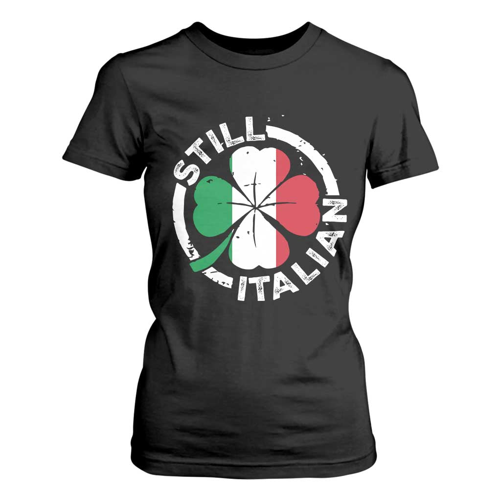 Funny Italian St Patrick's Day T Shirt For Women Lucky Shamrock Italy Flag TS10 Black Print Your Wear