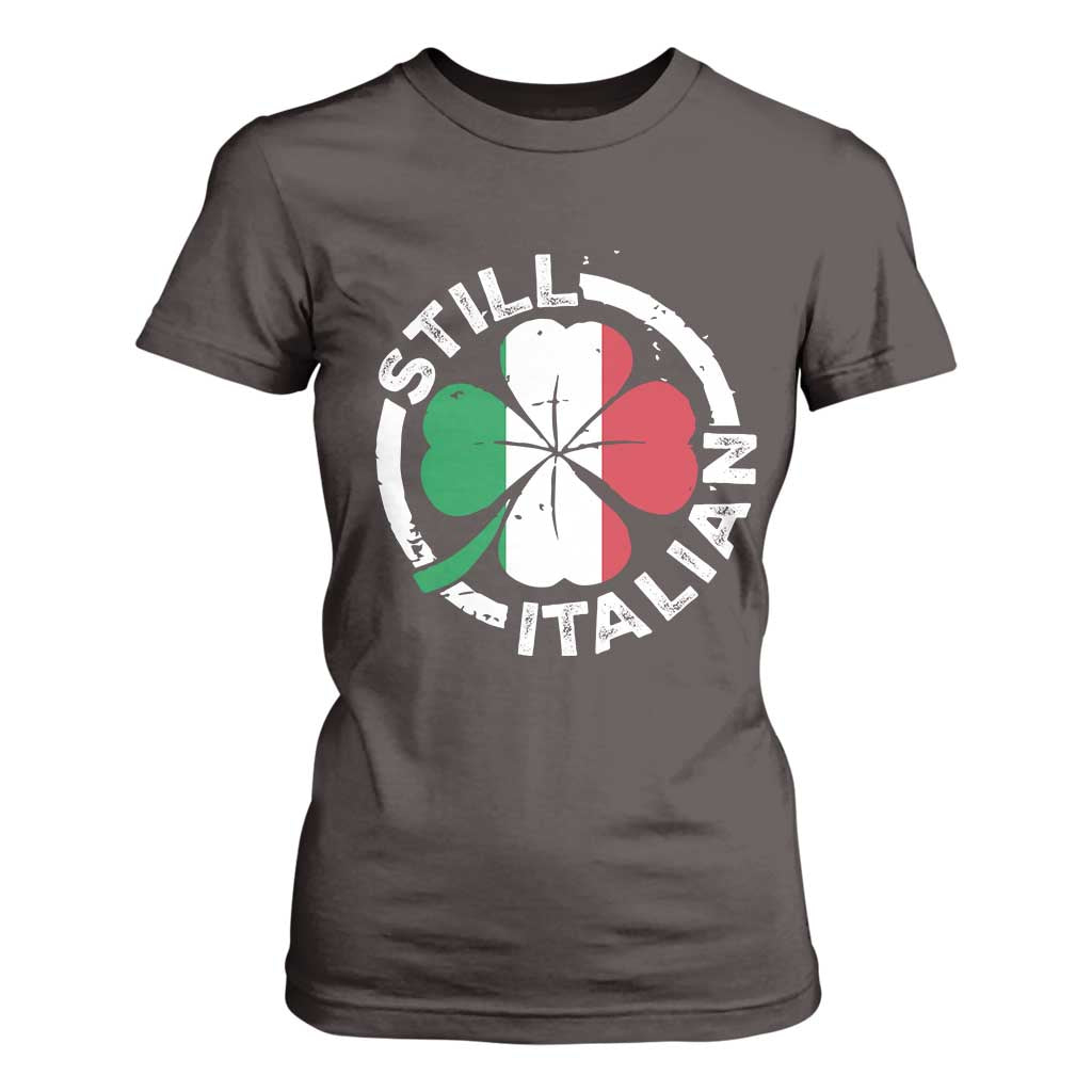 Funny Italian St Patrick's Day T Shirt For Women Lucky Shamrock Italy Flag TS10 Dark Chocolate Print Your Wear