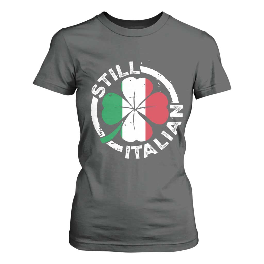 Funny Italian St Patrick's Day T Shirt For Women Lucky Shamrock Italy Flag TS10 Dark Heather Print Your Wear