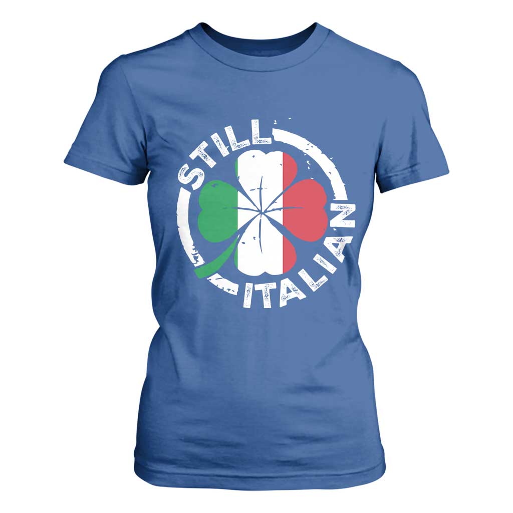 Funny Italian St Patrick's Day T Shirt For Women Lucky Shamrock Italy Flag TS10 Royal Blue Print Your Wear