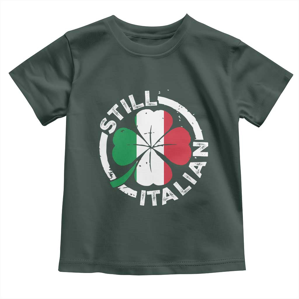 Funny Italian St Patrick's Day Toddler T Shirt Lucky Shamrock Italy Flag TS10 Dark Forest Green Print Your Wear