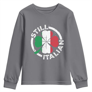 Funny Italian St Patrick's Day Youth Sweatshirt Lucky Shamrock Italy Flag TS10 Charcoal Print Your Wear