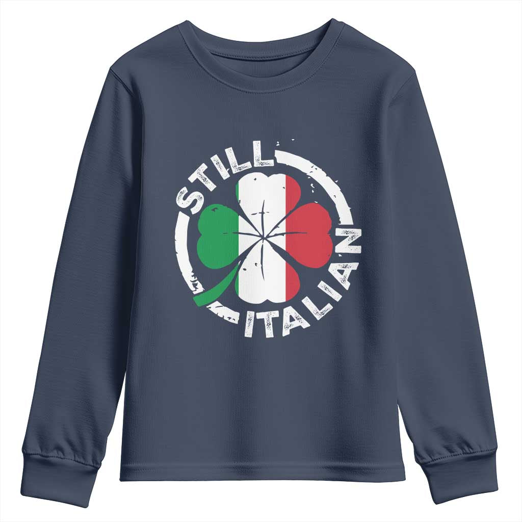 Funny Italian St Patrick's Day Youth Sweatshirt Lucky Shamrock Italy Flag TS10 Navy Print Your Wear