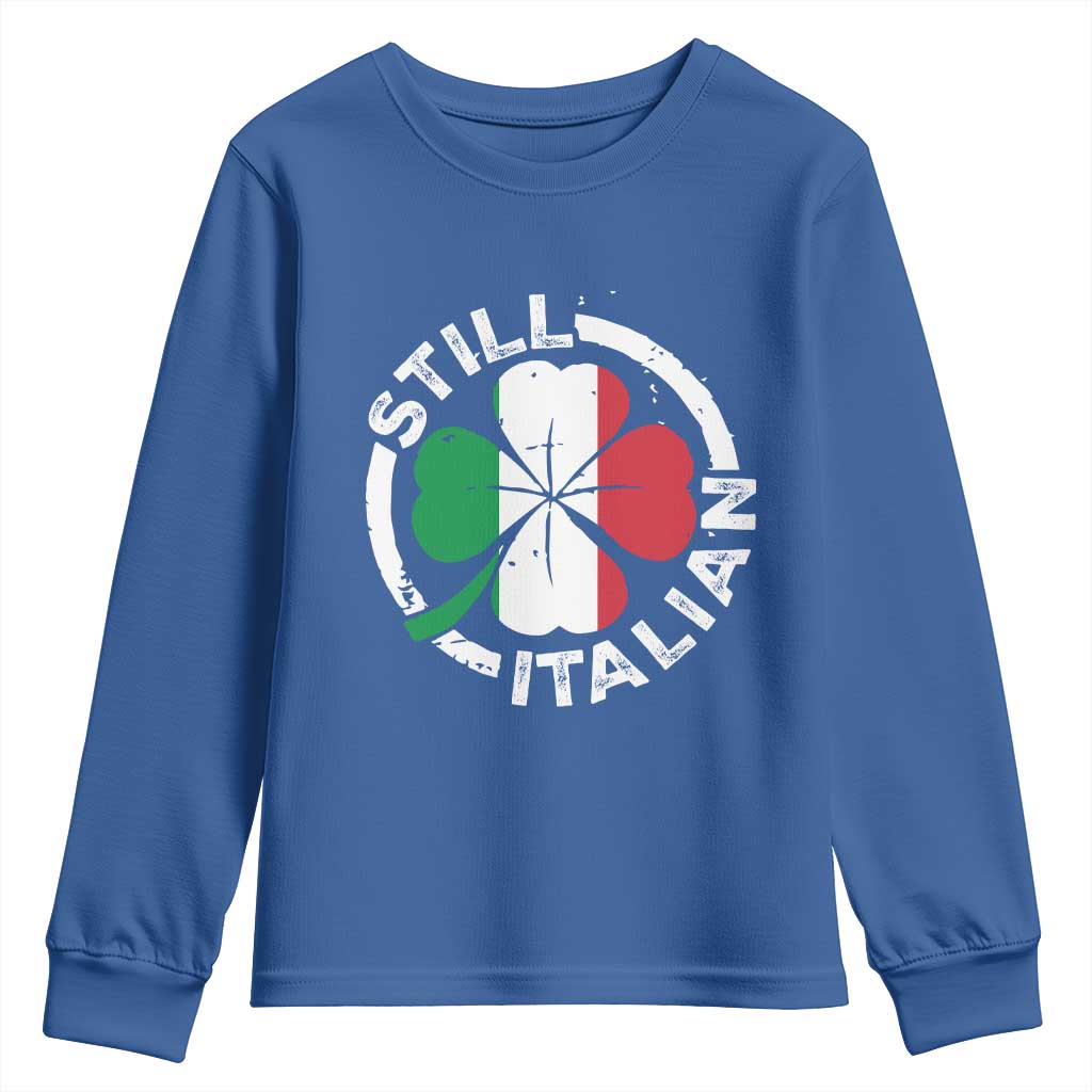 Funny Italian St Patrick's Day Youth Sweatshirt Lucky Shamrock Italy Flag TS10 Royal Blue Print Your Wear