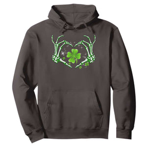 Skeleton Hand Heart Shamrock St Patricks Day Hoodie TS10 Dark Chocolate Print Your Wear