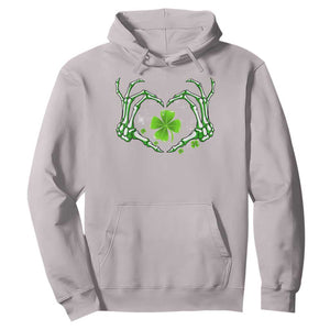 Skeleton Hand Heart Shamrock St Patricks Day Hoodie TS10 Ice Gray Print Your Wear