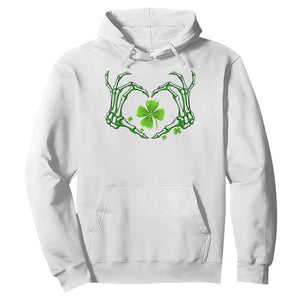Skeleton Hand Heart Shamrock St Patricks Day Hoodie TS10 White Print Your Wear
