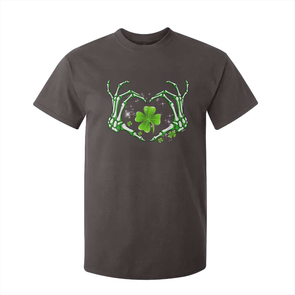 Skeleton Hand Heart Shamrock St Patricks Day T Shirt For Kid TS10 Dark Chocolate Print Your Wear