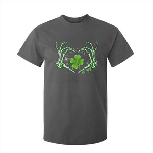 Skeleton Hand Heart Shamrock St Patricks Day T Shirt For Kid TS10 Dark Heather Print Your Wear