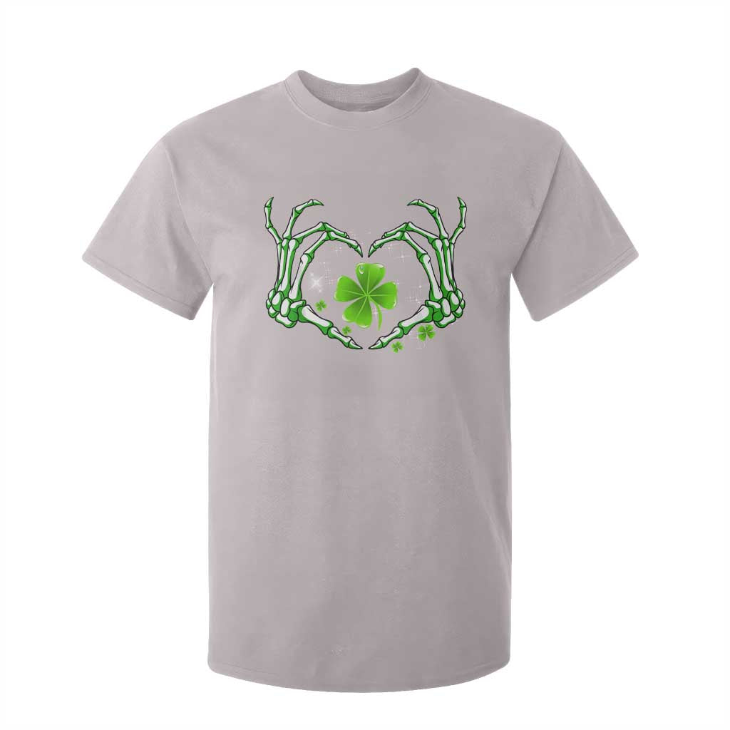 Skeleton Hand Heart Shamrock St Patricks Day T Shirt For Kid TS10 Ice Gray Print Your Wear