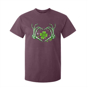 Skeleton Hand Heart Shamrock St Patricks Day T Shirt For Kid TS10 Maroon Print Your Wear