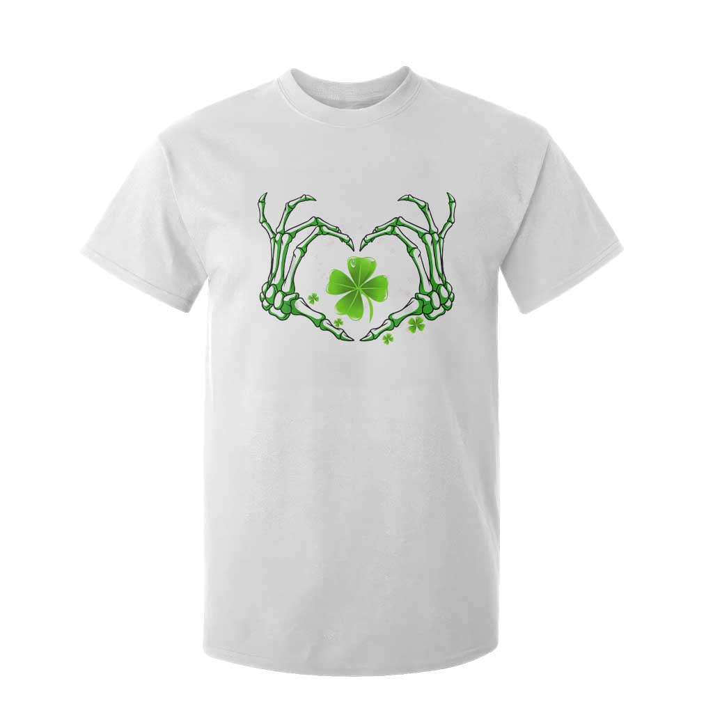 Skeleton Hand Heart Shamrock St Patricks Day T Shirt For Kid TS10 White Print Your Wear