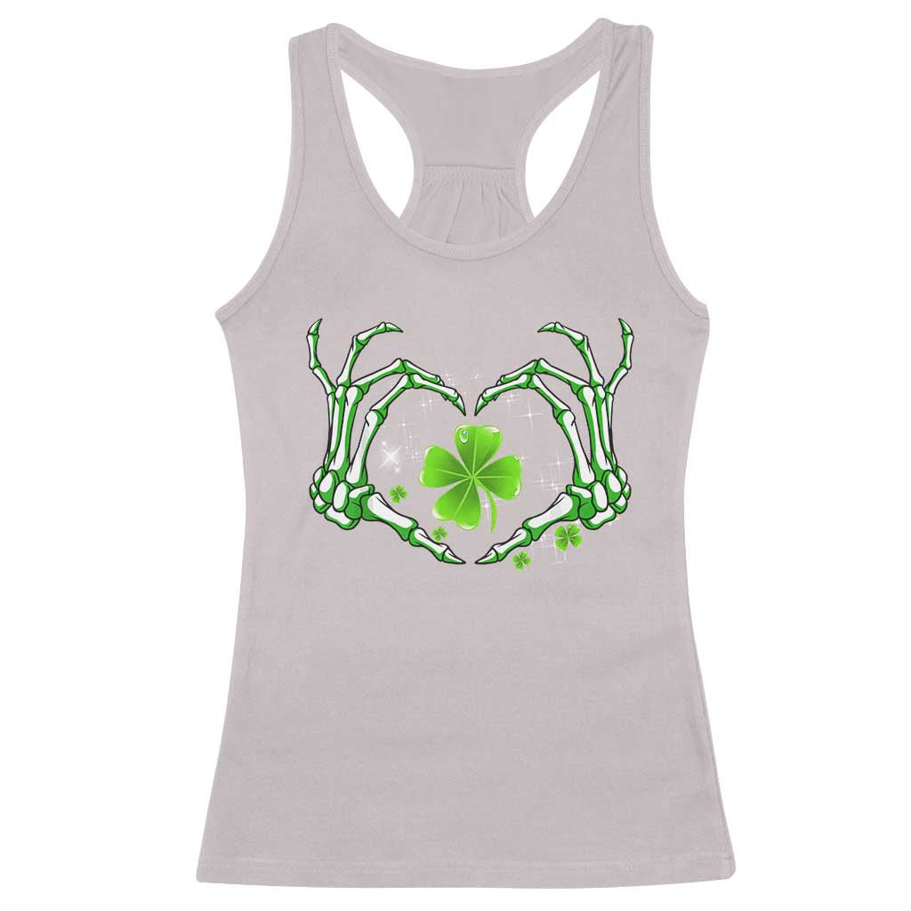 Skeleton Hand Heart Shamrock St Patricks Day Racerback Tank Top TS10 Ice Gray Print Your Wear