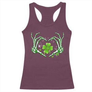 Skeleton Hand Heart Shamrock St Patricks Day Racerback Tank Top TS10 Maroon Print Your Wear