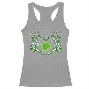 Skeleton Hand Heart Shamrock St Patricks Day Racerback Tank Top TS10 Sport Gray Print Your Wear