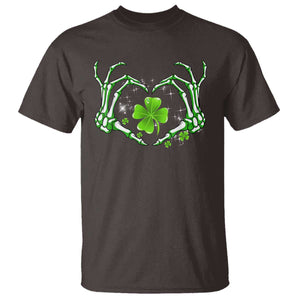 Skeleton Hand Heart Shamrock St Patricks Day T Shirt TS10 Dark Chocolate Print Your Wear