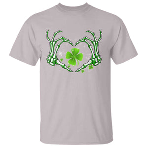 Skeleton Hand Heart Shamrock St Patricks Day T Shirt TS10 Ice Gray Print Your Wear