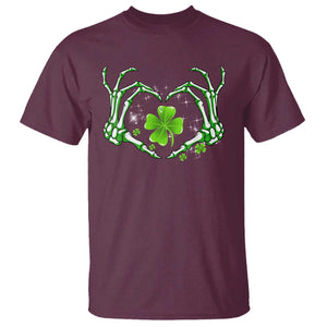Skeleton Hand Heart Shamrock St Patricks Day T Shirt TS10 Maroon Print Your Wear