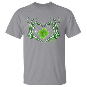 Skeleton Hand Heart Shamrock St Patricks Day T Shirt TS10 Sport Gray Print Your Wear