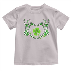 Skeleton Hand Heart Shamrock St Patricks Day Toddler T Shirt TS10 Ice Gray Print Your Wear