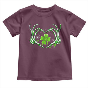 Skeleton Hand Heart Shamrock St Patricks Day Toddler T Shirt TS10 Maroon Print Your Wear
