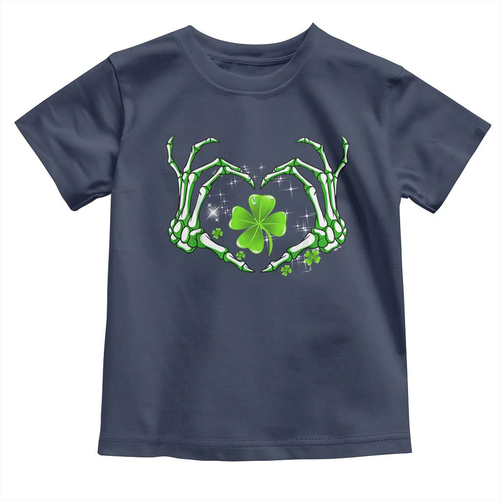 Skeleton Hand Heart Shamrock St Patricks Day Toddler T Shirt TS10 Navy Print Your Wear