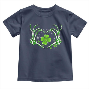 Skeleton Hand Heart Shamrock St Patricks Day Toddler T Shirt TS10 Navy Print Your Wear