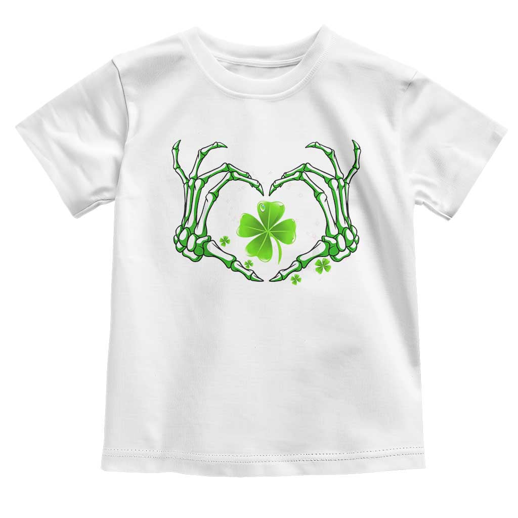Skeleton Hand Heart Shamrock St Patricks Day Toddler T Shirt TS10 White Print Your Wear
