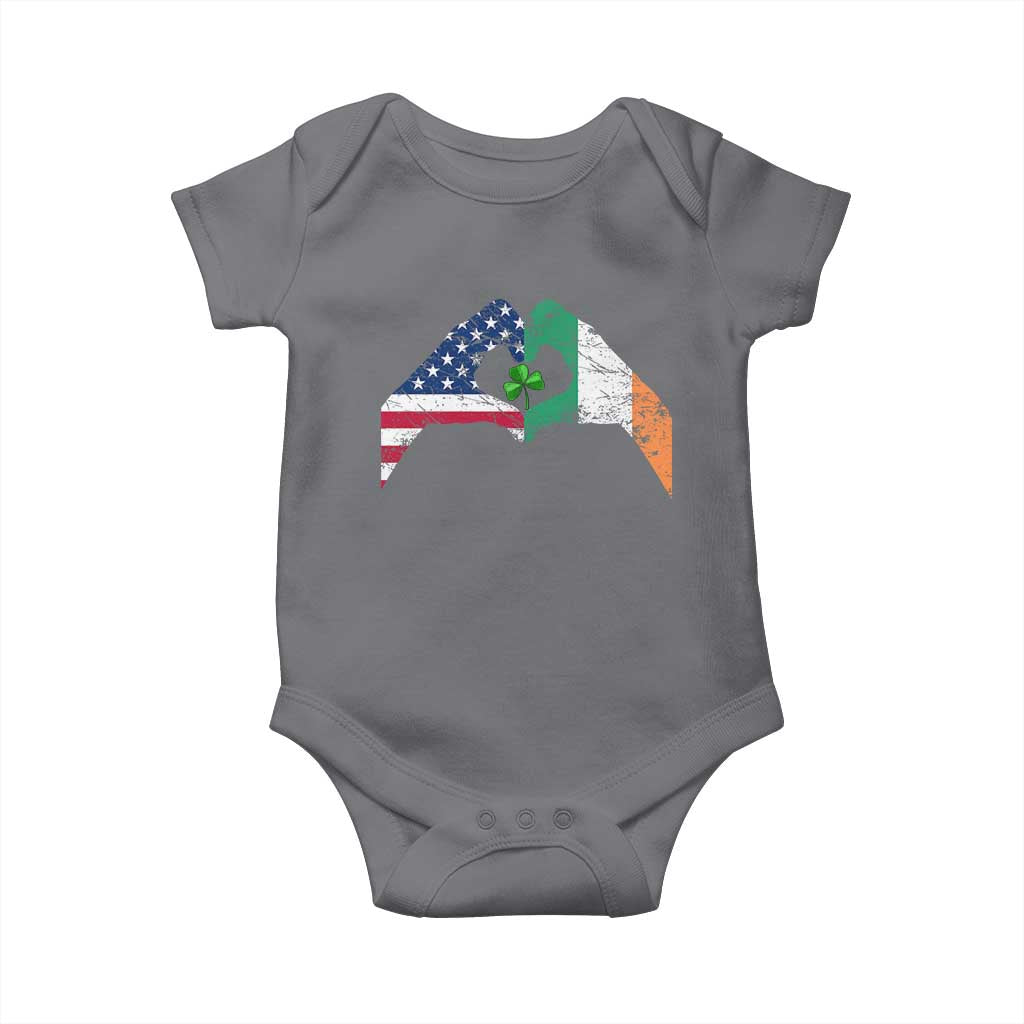 America Ireland Flag Baby Onesie Lucky Shamrock Vintage American Irish Roots TS10 Charcoal Print Your Wear