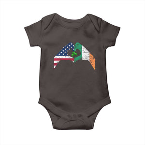 America Ireland Flag Baby Onesie Lucky Shamrock Vintage American Irish Roots TS10 Dark Chocolate Print Your Wear