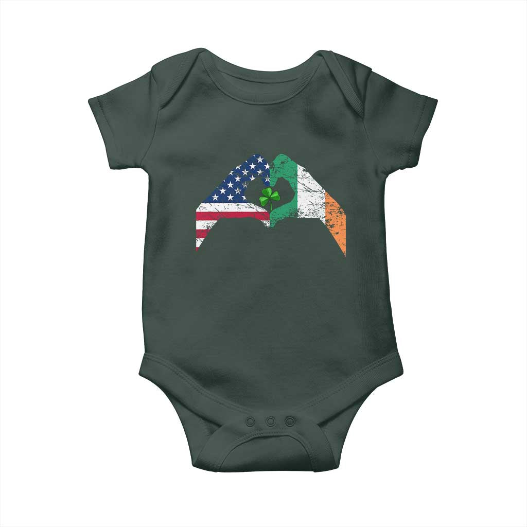 America Ireland Flag Baby Onesie Lucky Shamrock Vintage American Irish Roots TS10 Print Your Wear