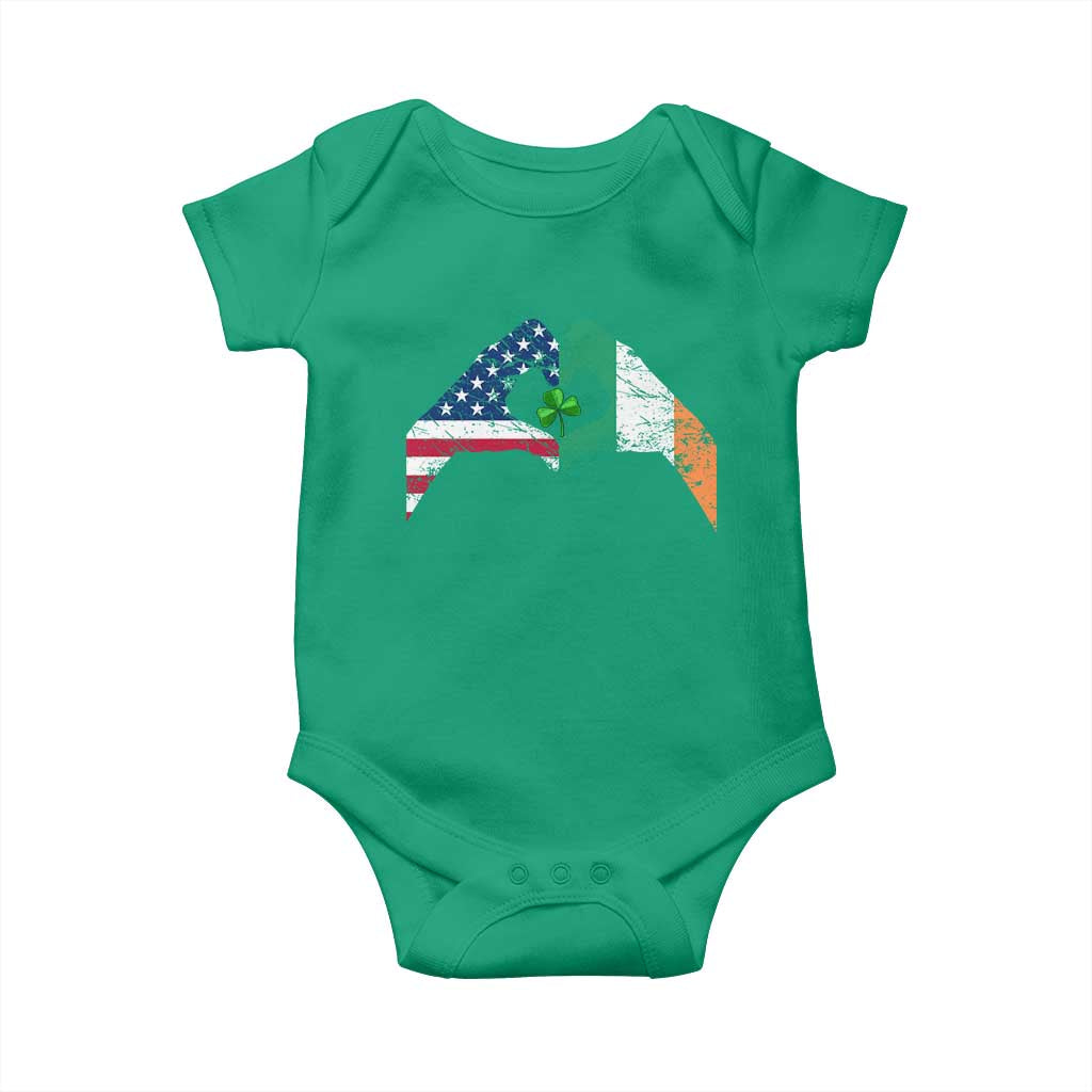 America Ireland Flag Baby Onesie Lucky Shamrock Vintage American Irish Roots TS10 Irish Green Print Your Wear