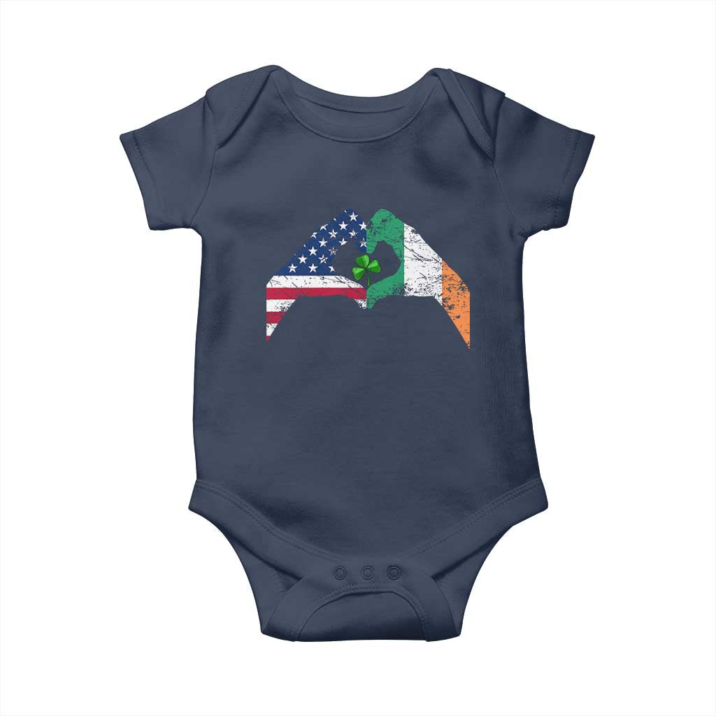 America Ireland Flag Baby Onesie Lucky Shamrock Vintage American Irish Roots TS10 Navy Print Your Wear