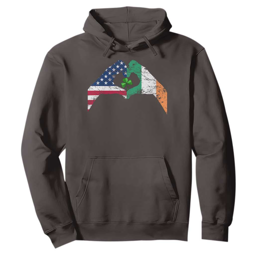 America Ireland Flag Hoodie Lucky Shamrock Vintage American Irish Roots TS10 Dark Chocolate Print Your Wear