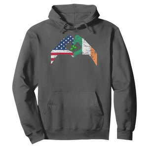 America Ireland Flag Hoodie Lucky Shamrock Vintage American Irish Roots TS10 Dark Heather Print Your Wear