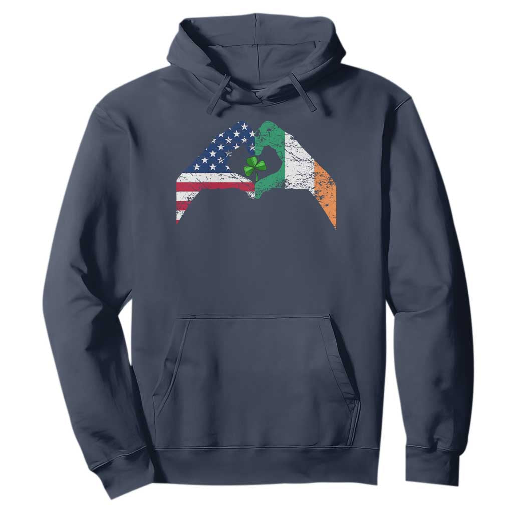 America Ireland Flag Hoodie Lucky Shamrock Vintage American Irish Roots TS10 Navy Print Your Wear