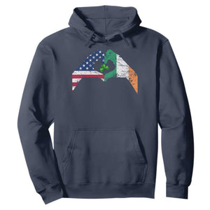 America Ireland Flag Hoodie Lucky Shamrock Vintage American Irish Roots TS10 Navy Print Your Wear