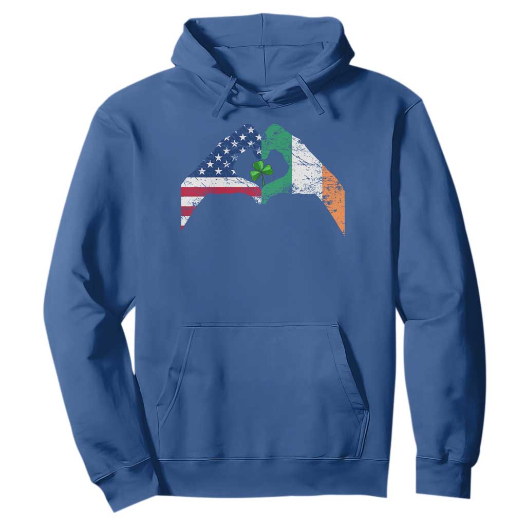 America Ireland Flag Hoodie Lucky Shamrock Vintage American Irish Roots TS10 Royal Blue Print Your Wear