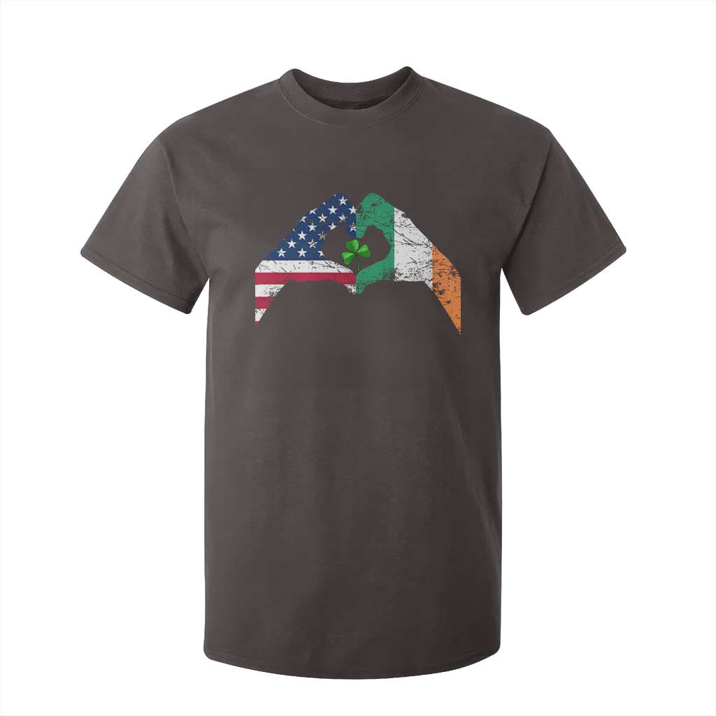 America Ireland Flag T Shirt For Kid Lucky Shamrock Vintage American Irish Roots TS10 Dark Chocolate Print Your Wear