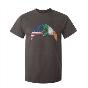 America Ireland Flag T Shirt For Kid Lucky Shamrock Vintage American Irish Roots TS10 Dark Chocolate Print Your Wear
