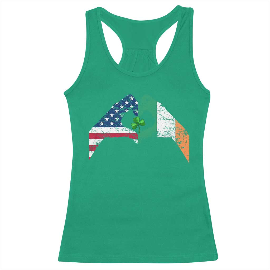 America Ireland Flag Racerback Tank Top Lucky Shamrock Vintage American Irish Roots TS10 Irish Green Print Your Wear